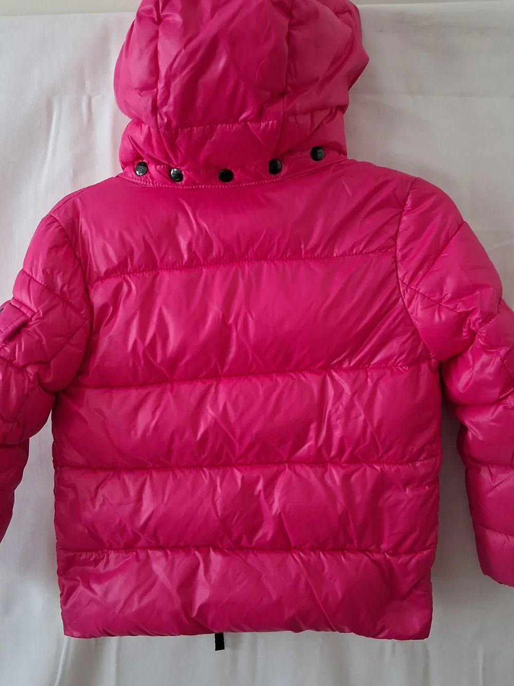 S13 New York Kids Girls Hot‎ Pink Glossy Puffer Jacket Detachable Hood Size 4